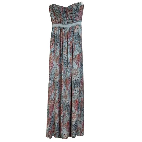BCBGMaxAzria Amber Strapless Gown in Blue Coral Floral Size 4 Formal - Picture 1 of 10